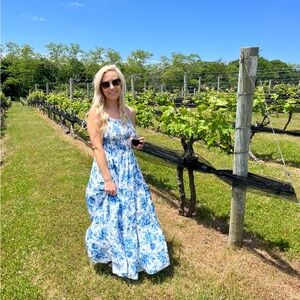 Blue and white floral maxi dress 🩵